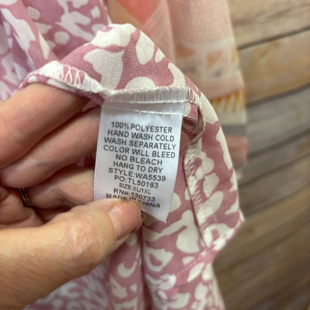 Umgee Pink Aztec And Cheetah Print Plus Kimono XL 1X - Picture 4 of 6